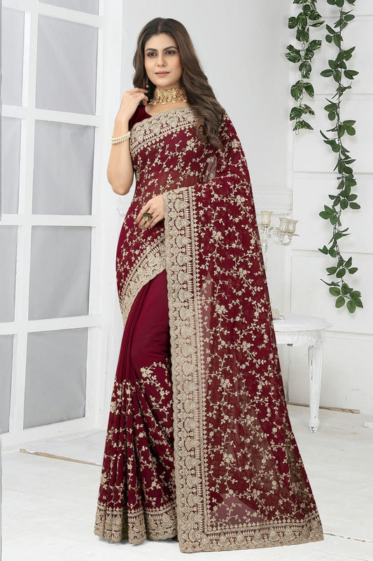 Maroon Colour Georgette Designer Saree LC1121389