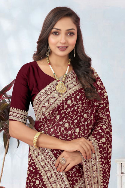 Maroon Colour Georgette Designer Saree LC1121716 A