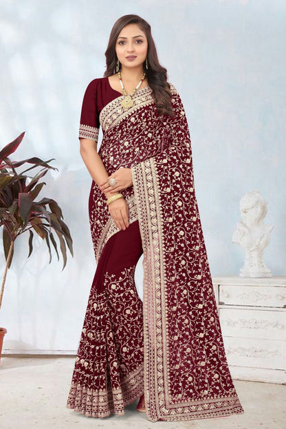 Maroon Colour Georgette Designer Saree LC1121716