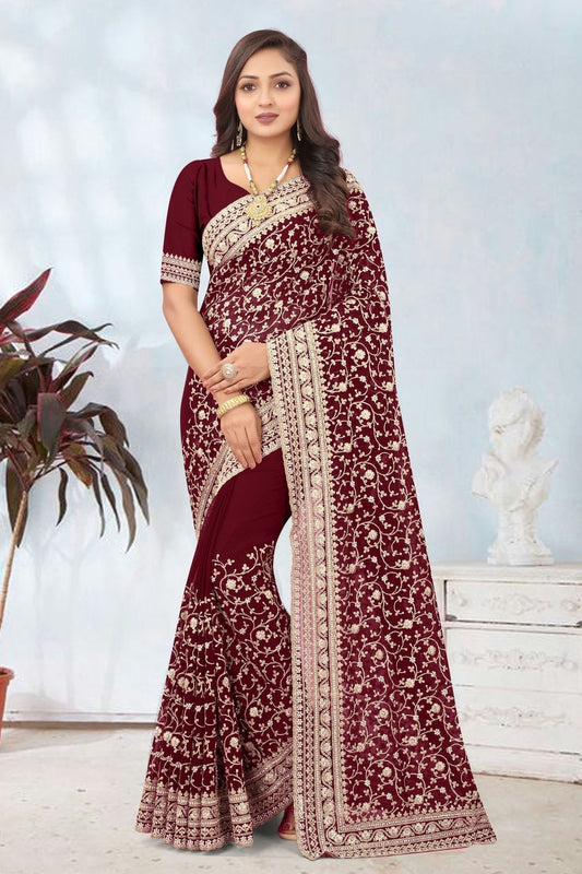 Maroon Colour Georgette Designer Saree LC1121716