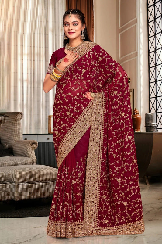Maroon Colour Georgette Designer Saree LC1121723