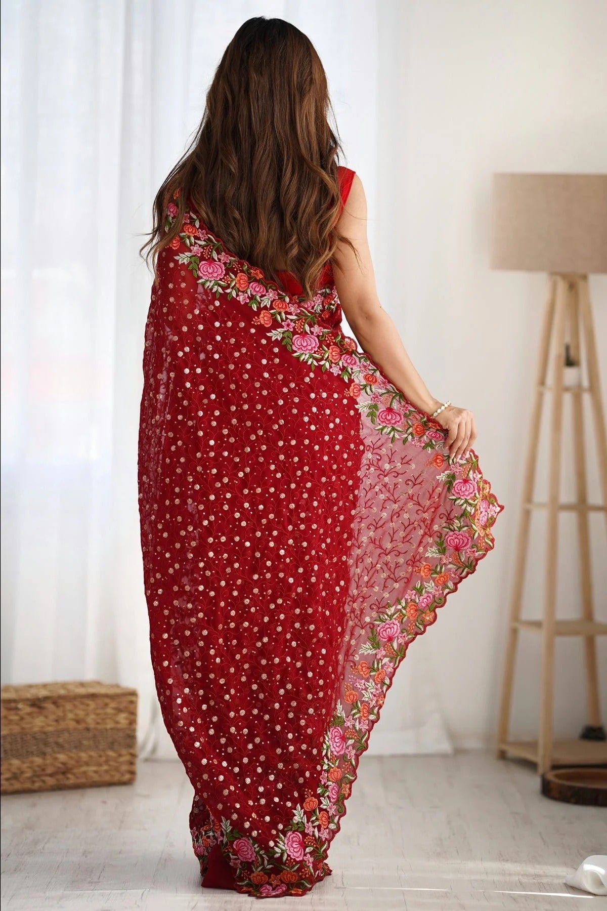 Maroon Colour Georgette Designer Saree SD1111856 A
