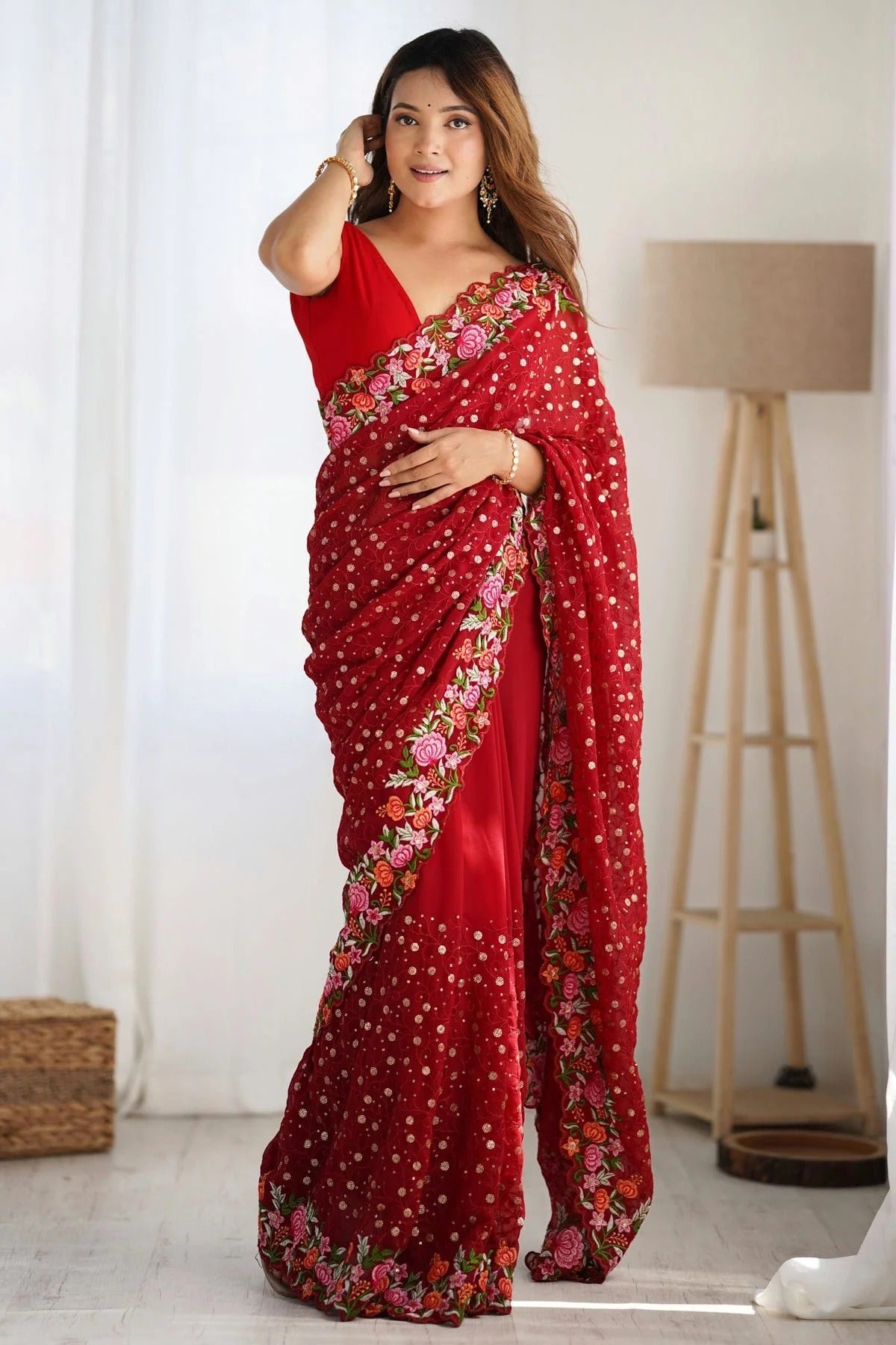 Maroon Colour Georgette Designer Saree SD1111856