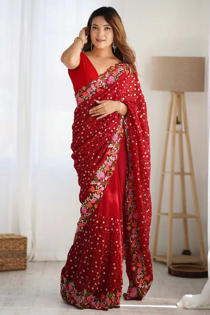 Maroon Colour Georgette Designer Saree SD1111856