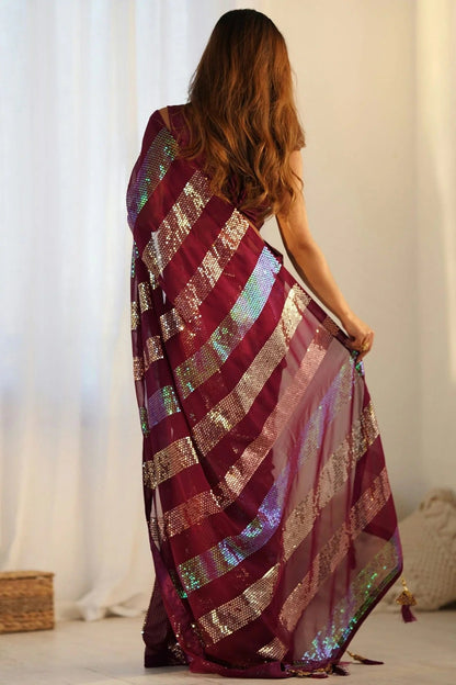 Maroon Colour Georgette Designer Saree SD1111951 A