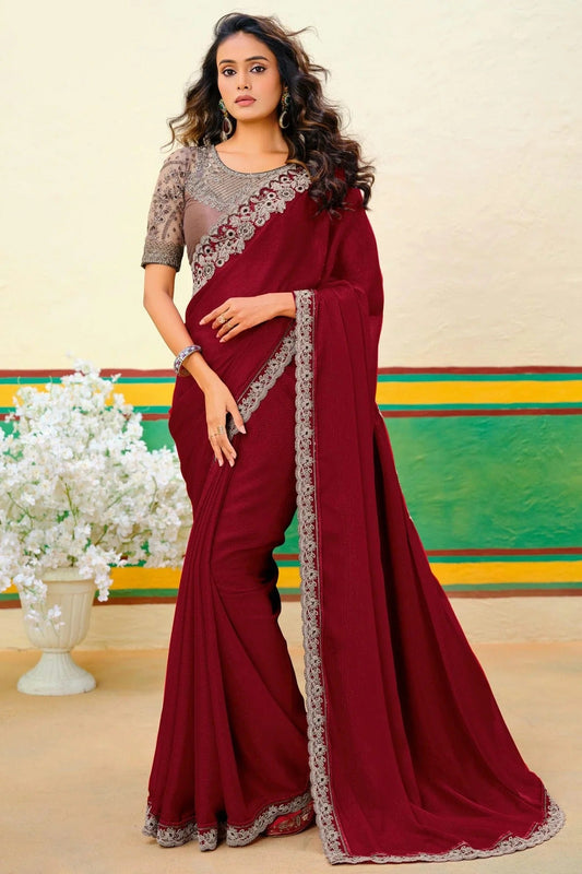 Maroon Colour Georgette Designer Saree SD1112148