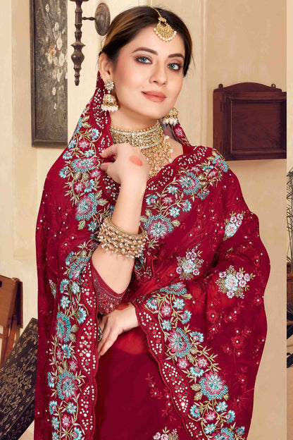 Maroon Colour Georgette Designer Saree SD1121153 A