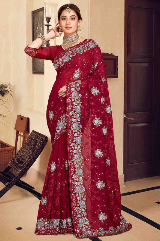 Maroon Colour Georgette Designer Saree SD1121153