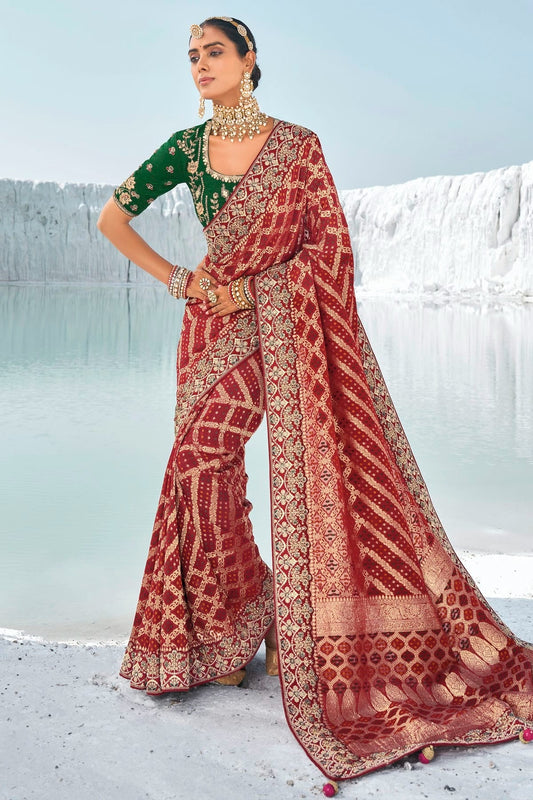 Maroon Colour Georgette Designer Saree SD1290166