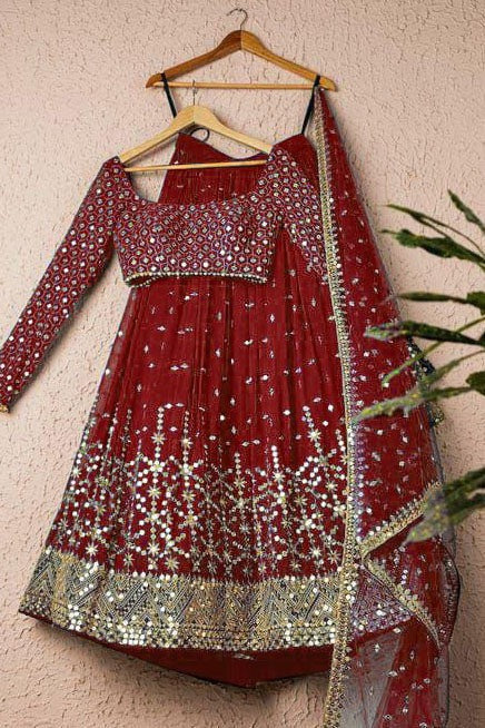 Maroon Colour Georgette Embroidery Lehenga Choli LC1020137