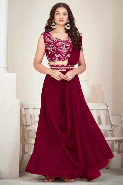 Maroon Colour Georgette Semi Stitched Lehenga Choli LC1170051 A