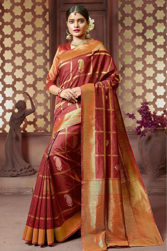 Maroon Colour Handloom Cotton Traditional Saree SD1100084