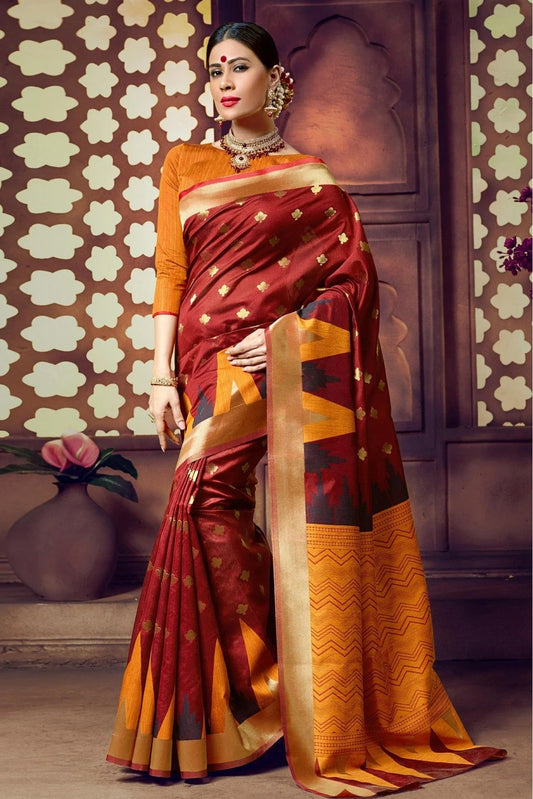 Maroon Colour Handloom Cotton Traditional Saree SD1100086