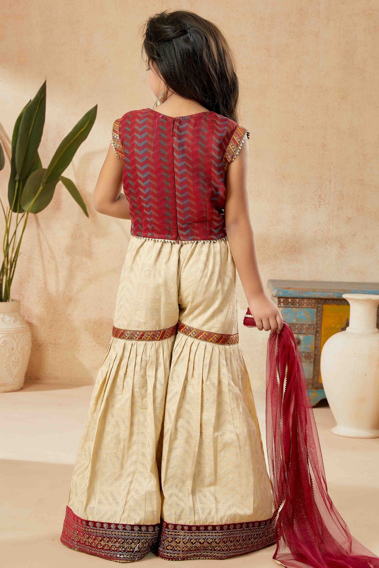 Maroon Colour Handloom Silk Sharara Suit GW1070745 A