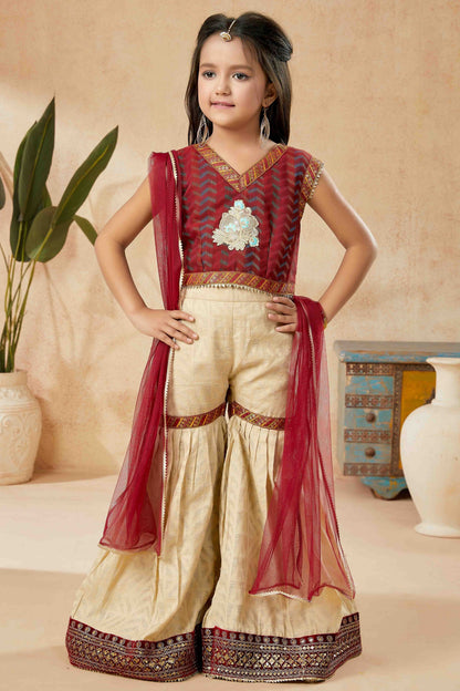 Maroon Colour Handloom Silk Sharara Suit GW1070745
