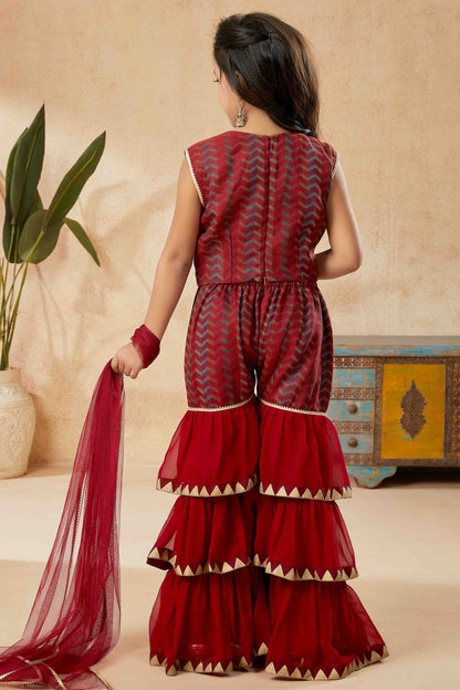 Maroon Colour Handloom Silk Sharara Suit GW1070752 A