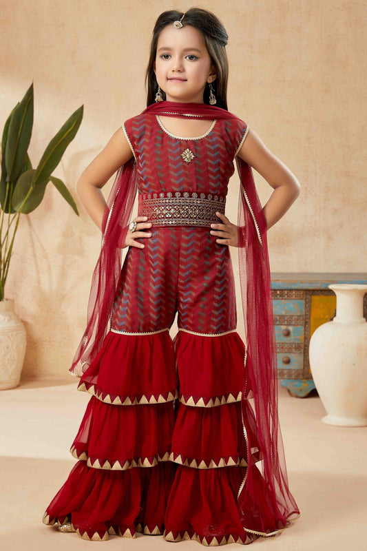 Maroon Colour Handloom Silk Sharara Suit GW1070752