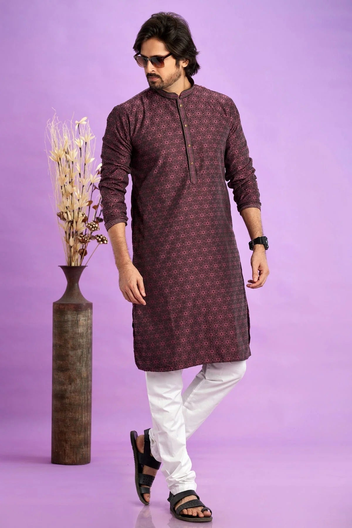Maroon Colour Jacquard Art Silk Pintex Work Kurta Pajama KP1230206 A