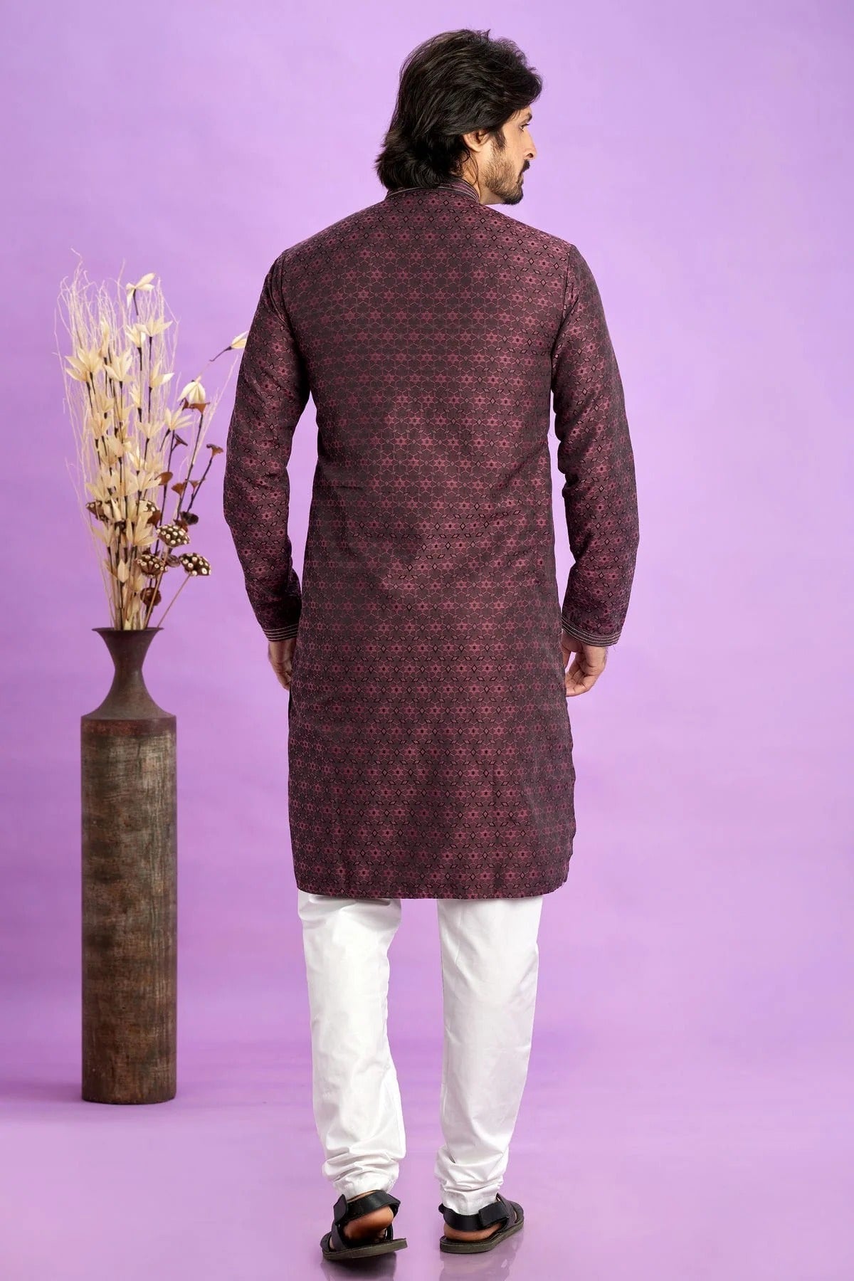 Maroon Colour Jacquard Art Silk Pintex Work Kurta Pajama KP1230206 B