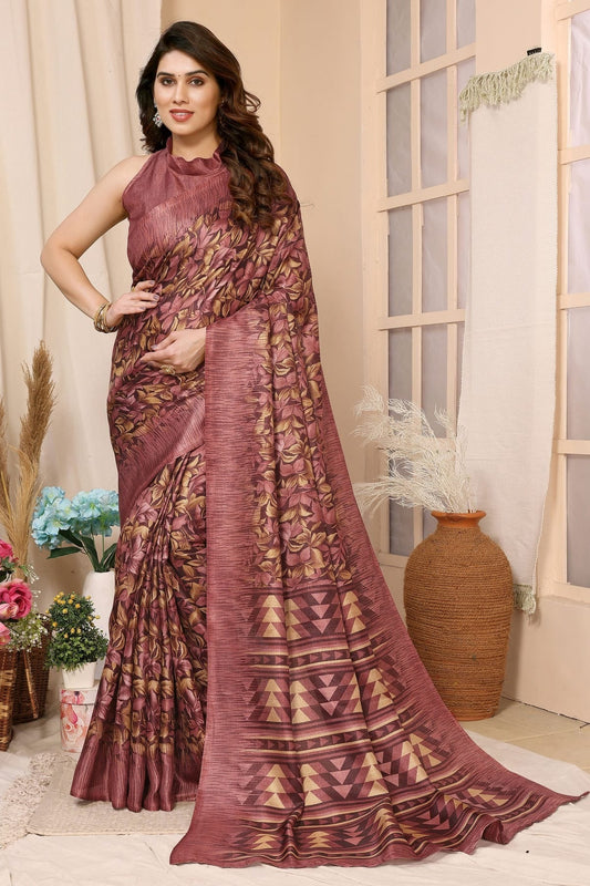 Maroon Colour Khadi Printed Saree SD1180097