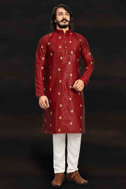 Maroon Colour Kurta Pajama In Art Silk KP1210006