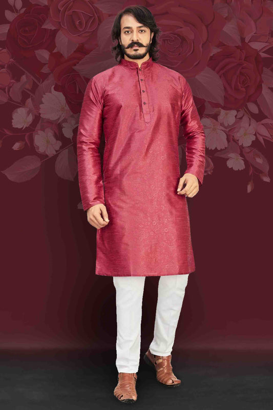 Maroon Colour Kurta Pajama In Art Silk KP1210015