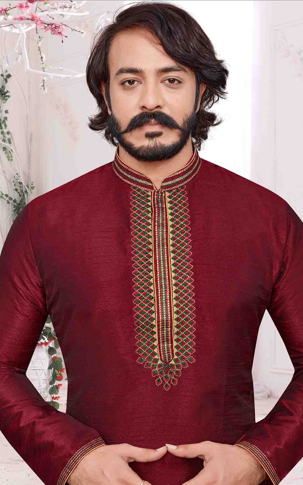 Maroon Colour Kurta Pajama In Art Silk KP1210086 A