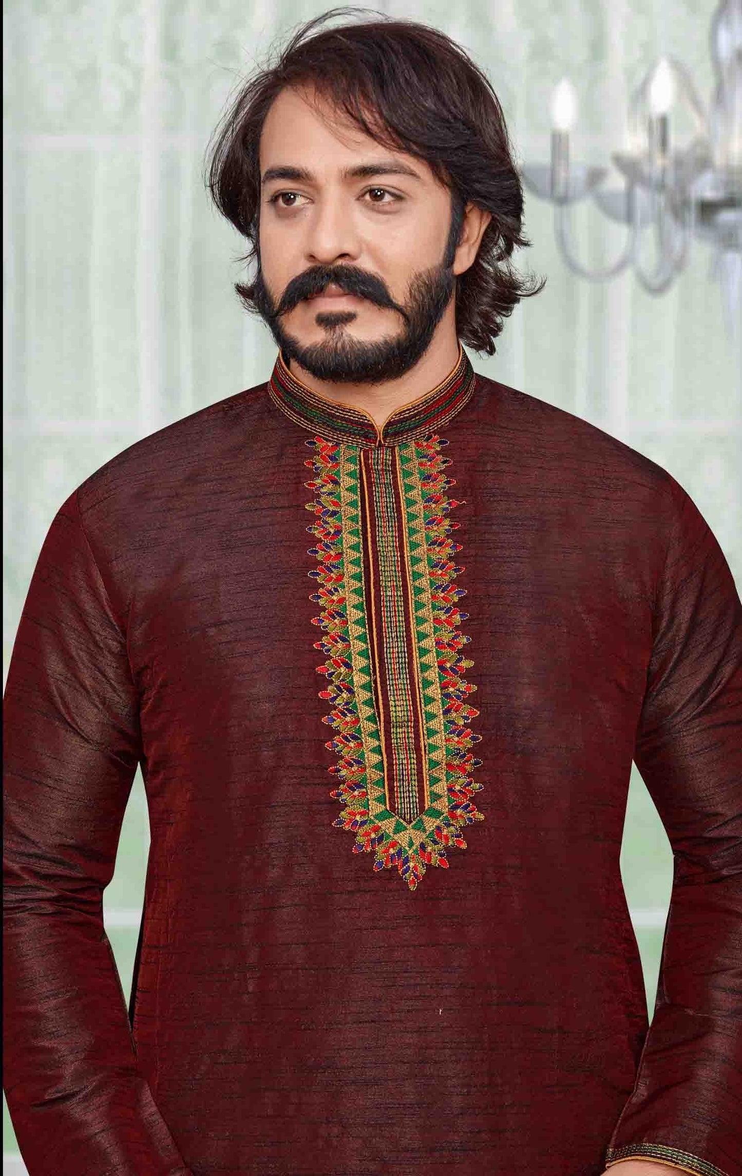 Maroon Colour Kurta Pajama In Art Silk KP1210096 A