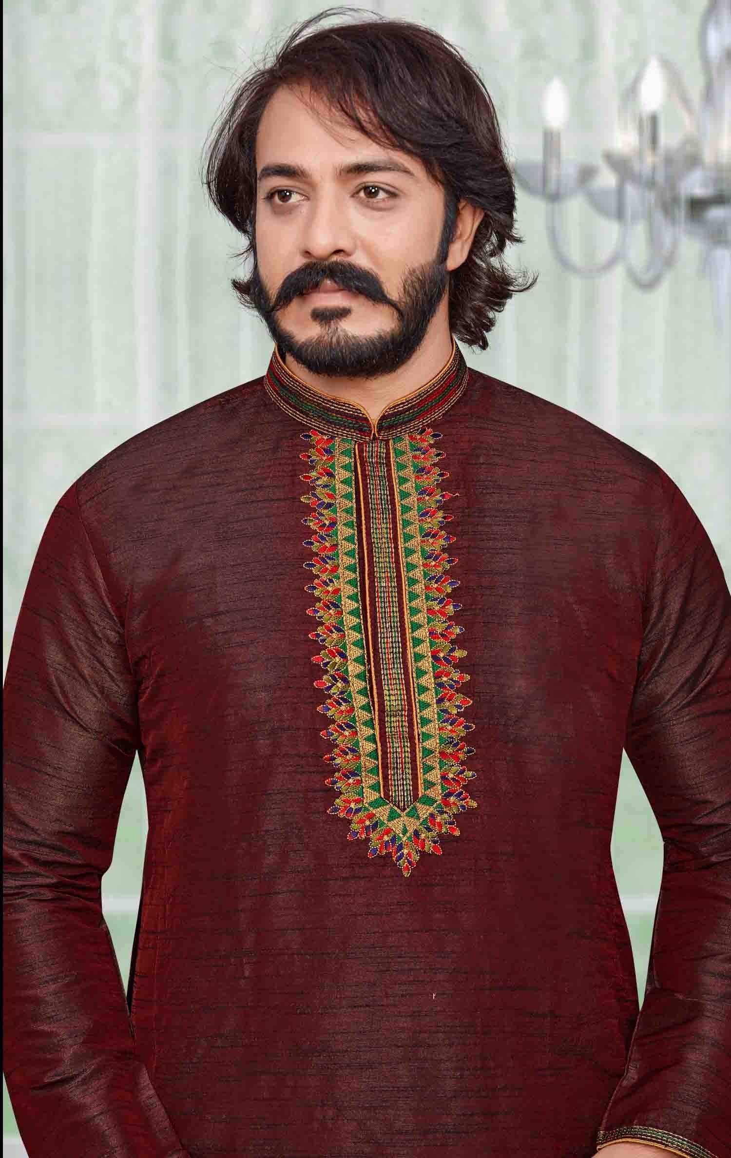 Maroon Colour Kurta Pajama In Art Silk KP1210096 A
