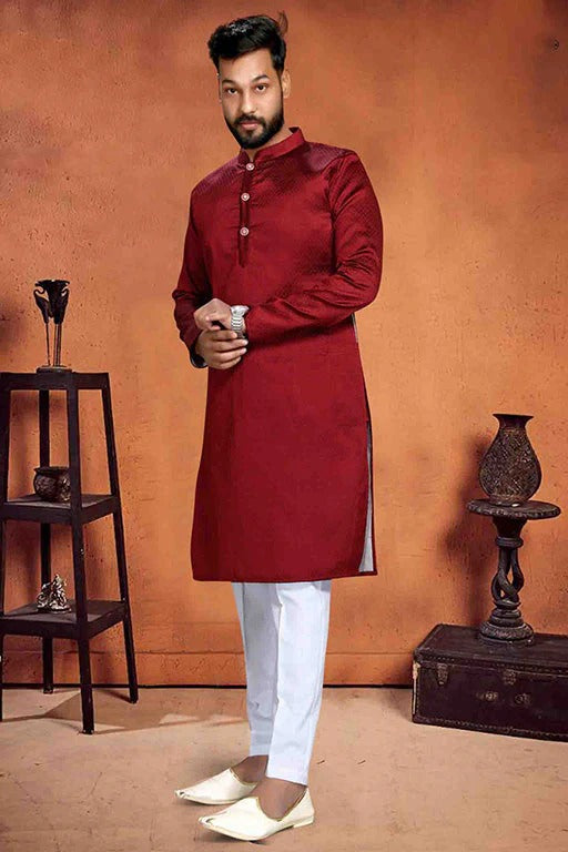 Maroon Colour Kurta Pajama In Brocade KP1210217