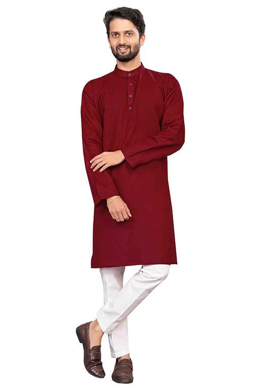 Maroon Colour Kurta Pajama In Cotton KP1210206