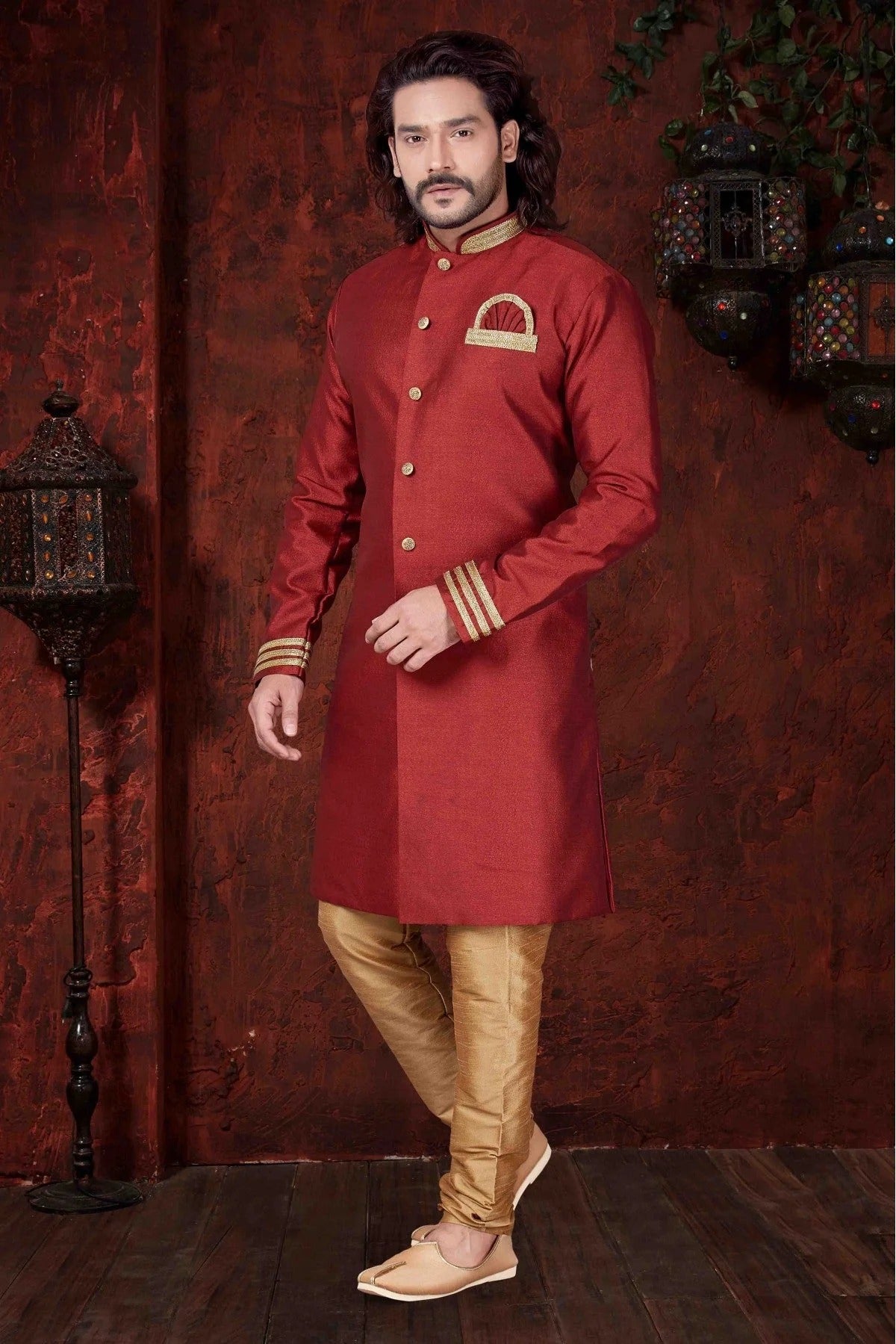 Maroon Colour Kurta Pajama In Silk Fabric KP1040036