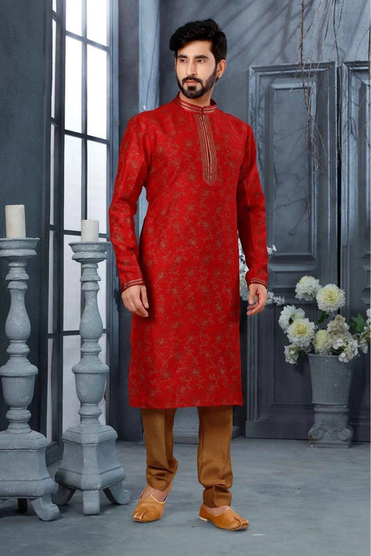 Maroon Colour Kurta Pajama In Silk Fabric KP1040140