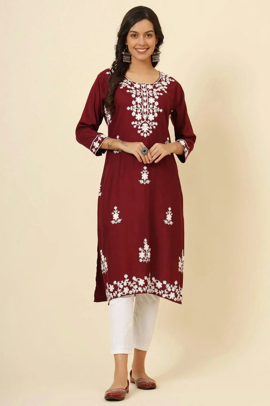 Maroon Colour Liva Rayon Kurti KR1111254