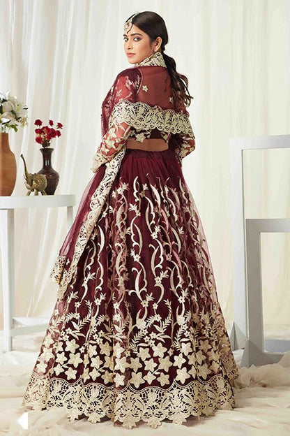Maroon Colour Net Designer Lehenga Choli LC1240006 A