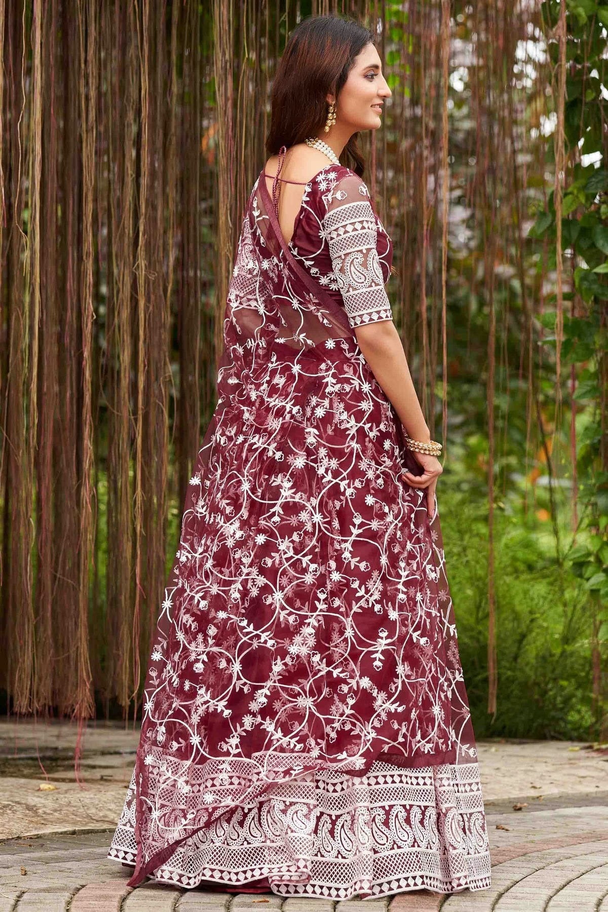 Maroon Colour Net Semi Stitched Lehenga Choli LC1170062 A