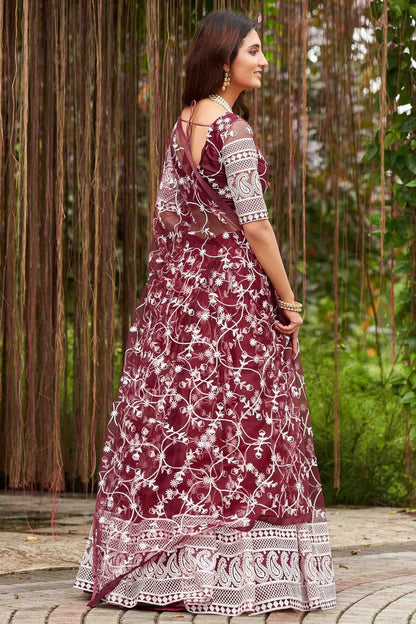 Maroon Colour Net Semi Stitched Lehenga Choli LC1170062 A