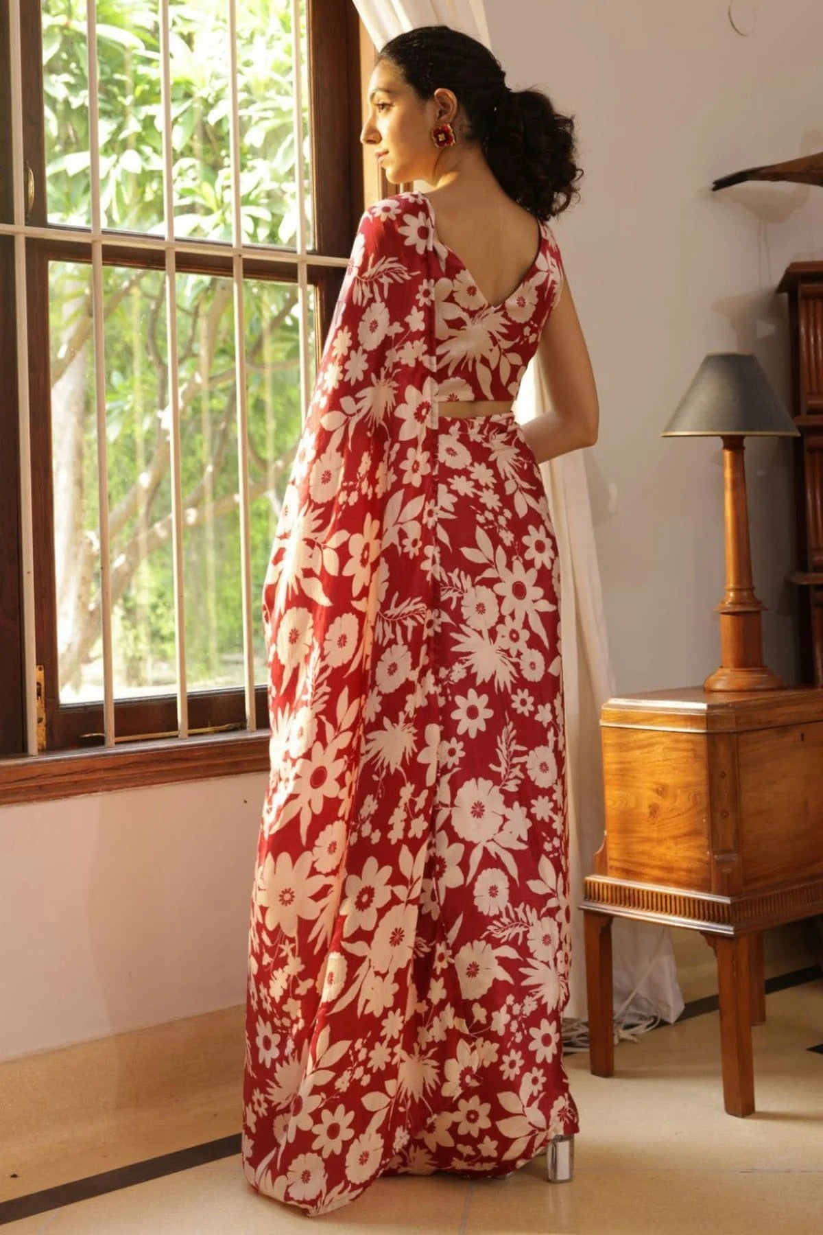 Maroon Colour Nylon Japan Satin Printed Saree SD1111683 A