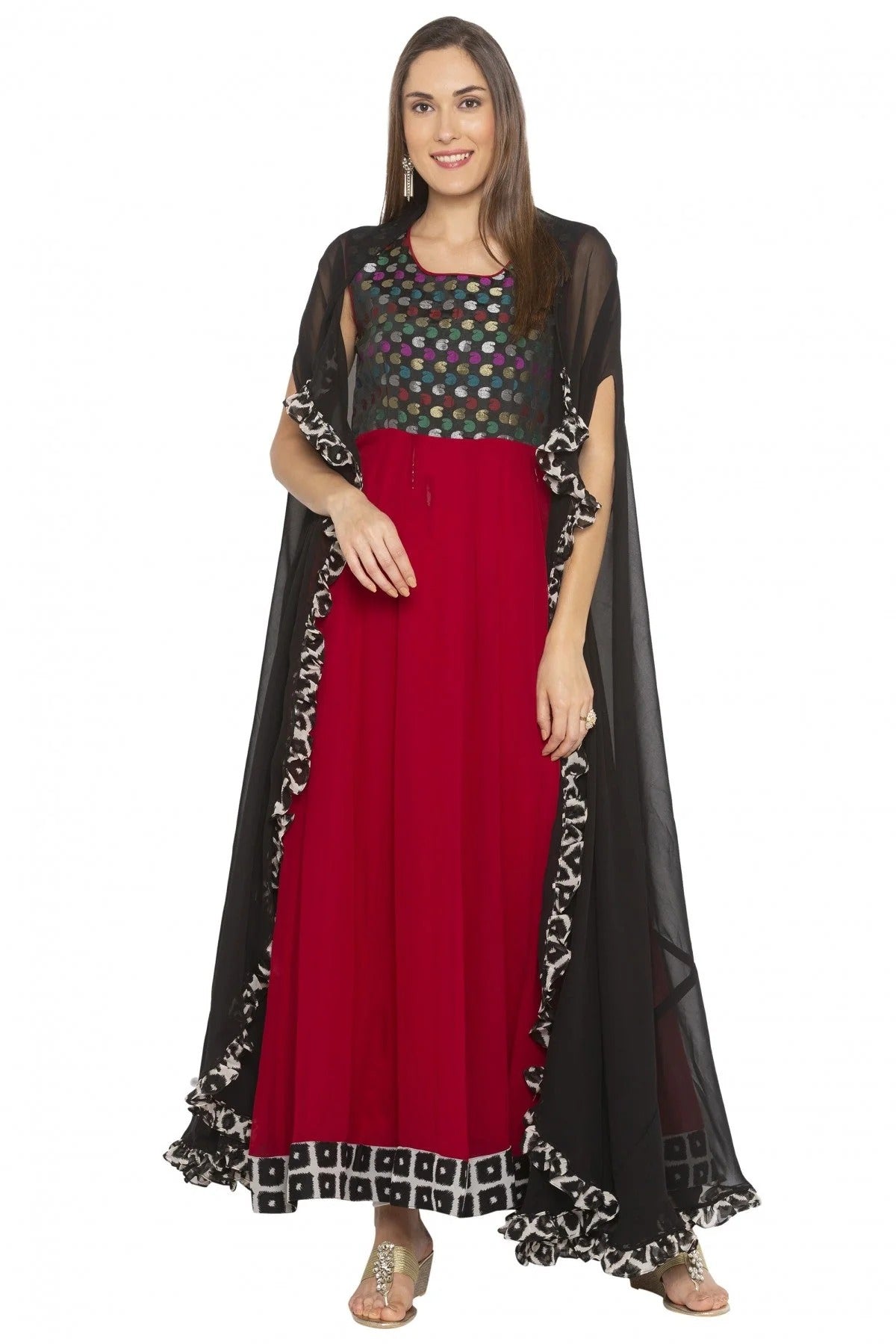 Maroon Colour Plus Size Georgette Embroidery Anarkali Suit BW1070232