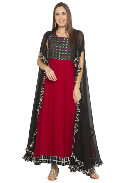 Maroon Colour Plus Size Georgette Embroidery Anarkali Suit BW1070232