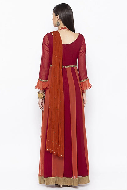 Maroon Colour Plus Size Georgette Embroidery Anarkali Suit BW1070316 A