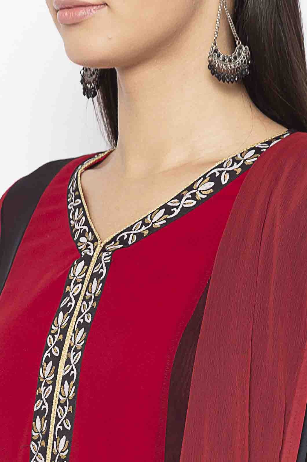 Maroon Colour Plus Size Georgette Embroidery Anarkali Suit BW1070331 B