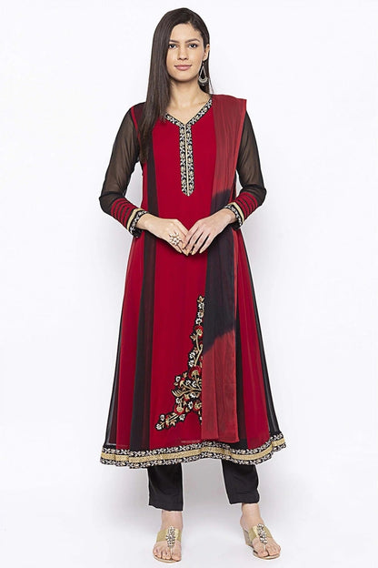 Maroon Colour Plus Size Georgette Embroidery Anarkali Suit BW1070331