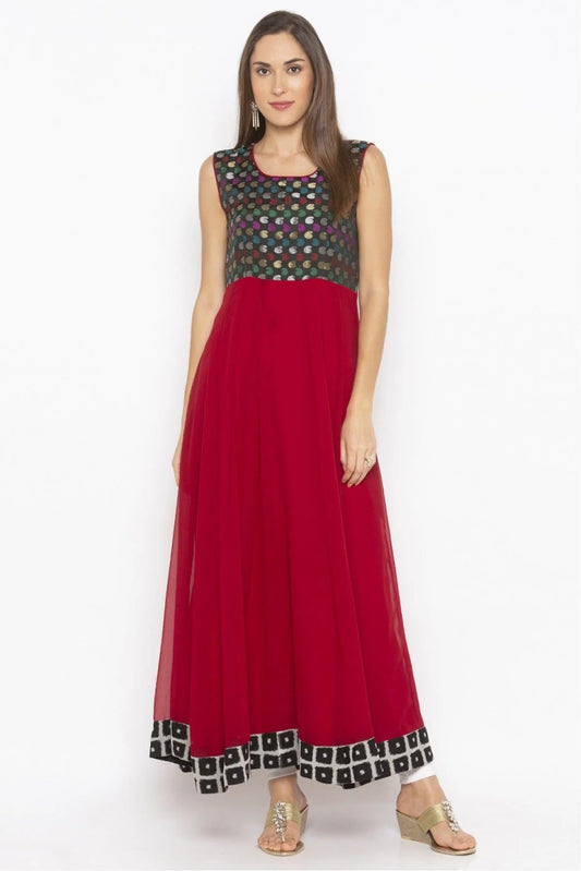 Maroon Colour Plus Size Georgette Embroidery Kurta Set KR1070568
