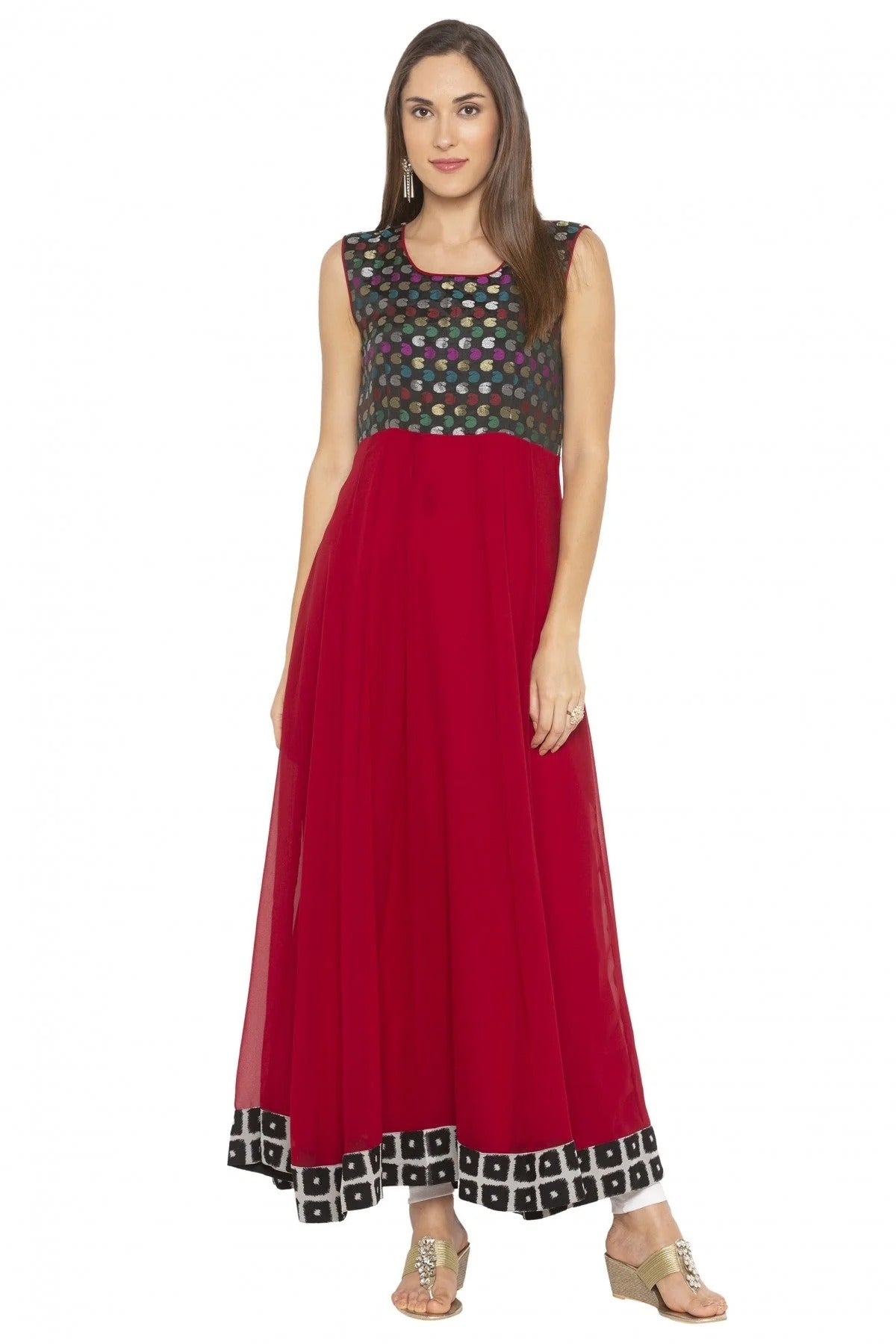 Maroon Colour Plus Size Georgette Embroidery Kurti KR1070392