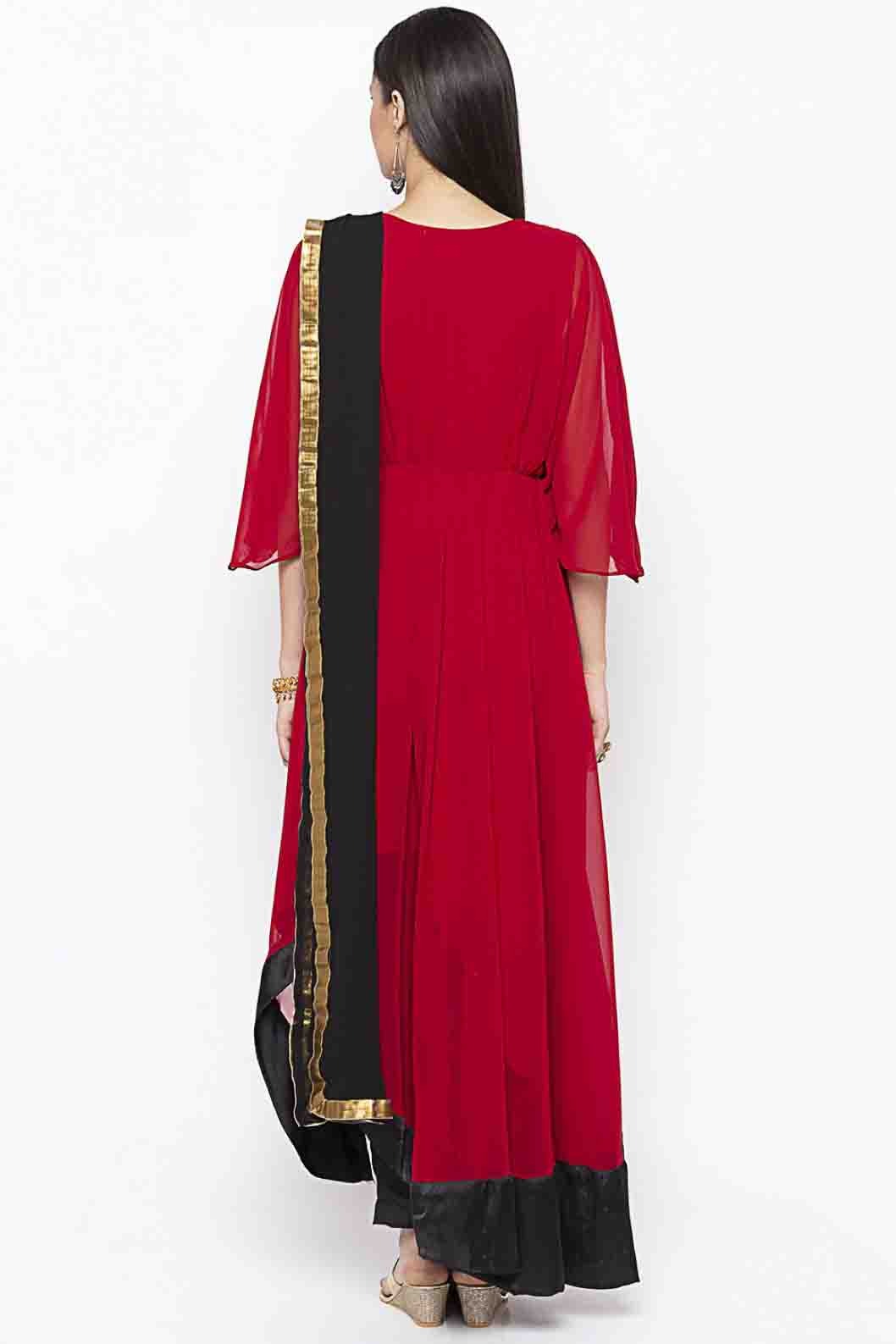 Maroon Colour Plus Size Georgette Embroidery Pant Style Suit BW1070344 A