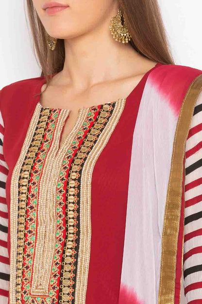 Maroon Colour Plus Size Stitched Georgette Embroidery Palazzo Pant Suit BW1070202 B