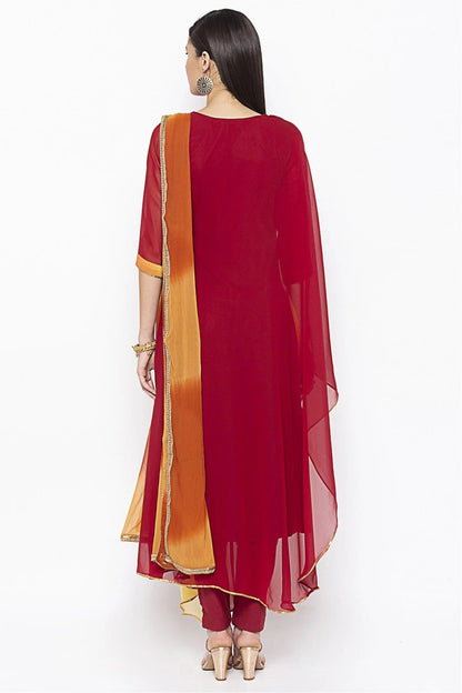 Maroon Colour Plus Size Stitched Georgette Embroidery Pant Style Suit BW1070280 A
