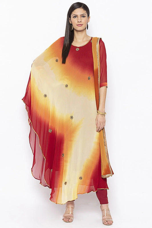 Maroon Colour Plus Size Stitched Georgette Embroidery Pant Style Suit BW1070280