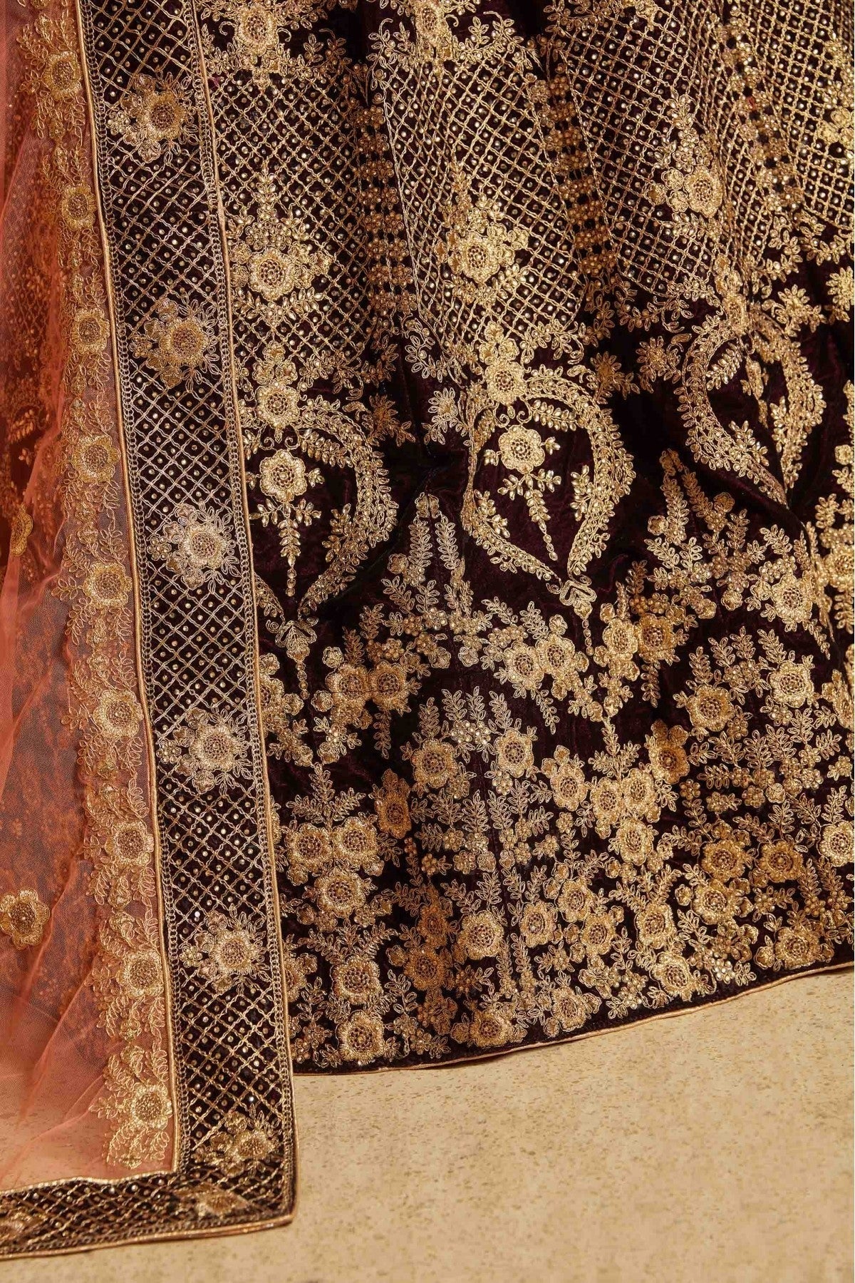 Maroon Colour Pure Velvet Thread Work Lehenga Choli LC1080434 B